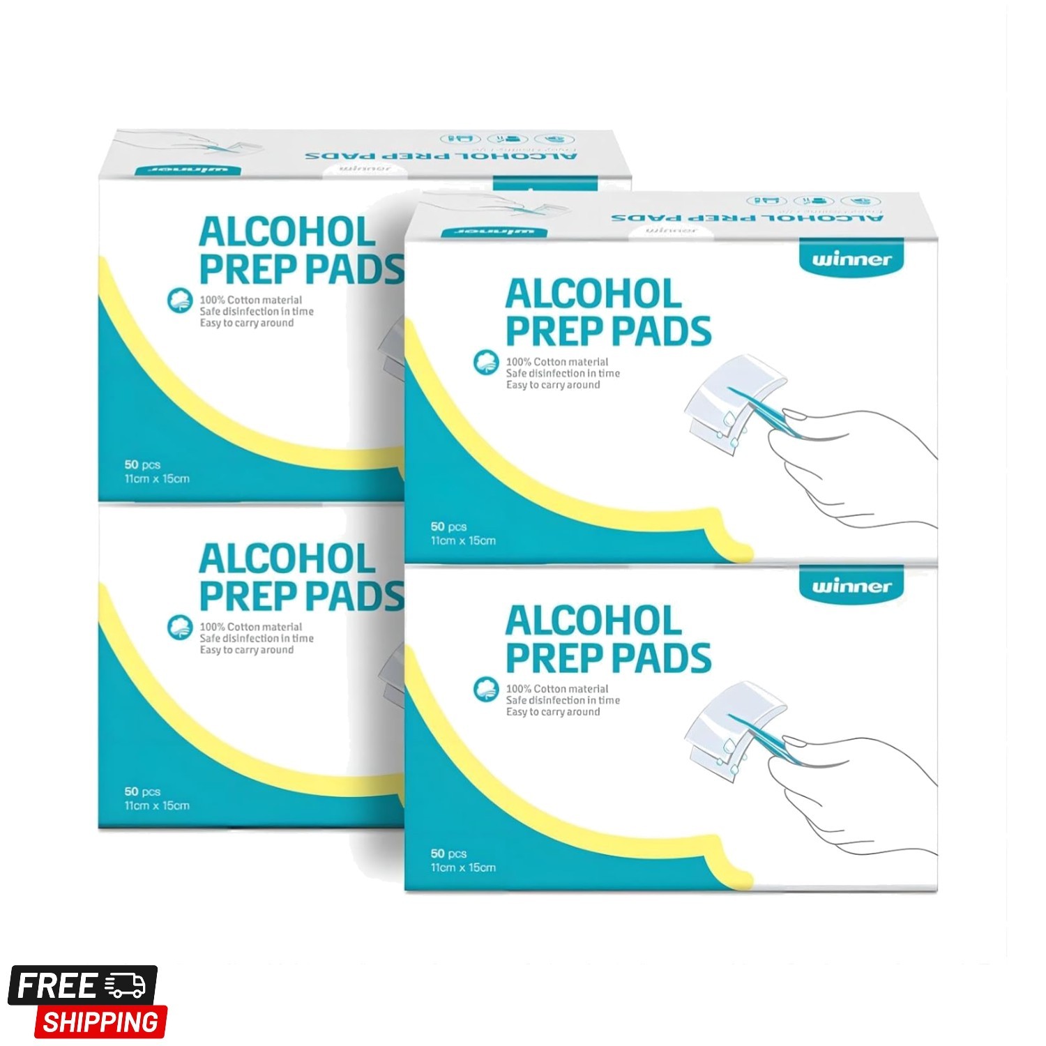 Essential 200 Count Alcohol Prep Wipes - 4" x 6" Pads for Daily Hygiene Needs