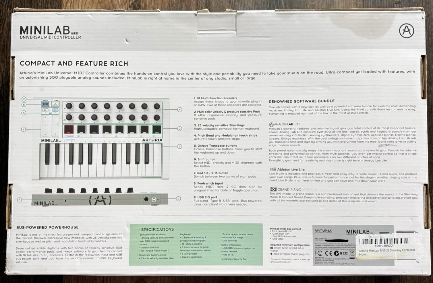 GREAT CONDITION Arturia MiniLab MkII MIDI Controller w/ Analog Lab Lite Software