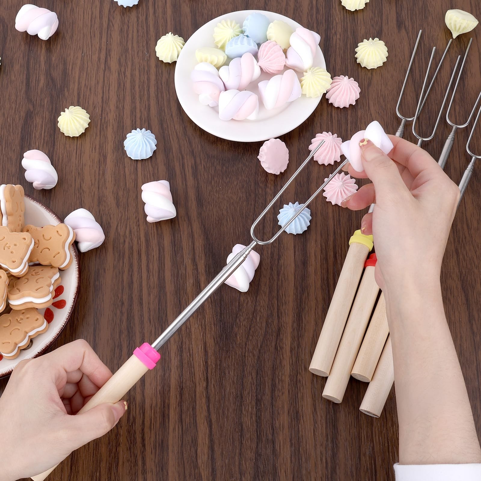 10 Pack Smores Sticks, 32 Inch Marshmallow Roasting Sticks Fire Pit, Extendable