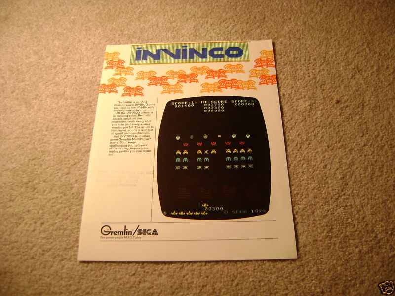Gremlin SEGA Invinco video flyer