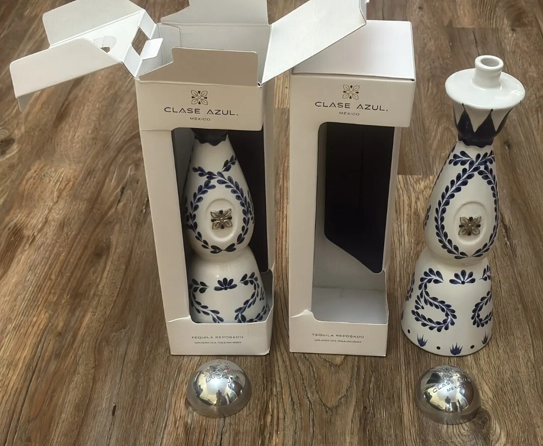2 EMPTY Clase Azul Reposado Tequila - 750ml (1596) BOTELLA BACIA