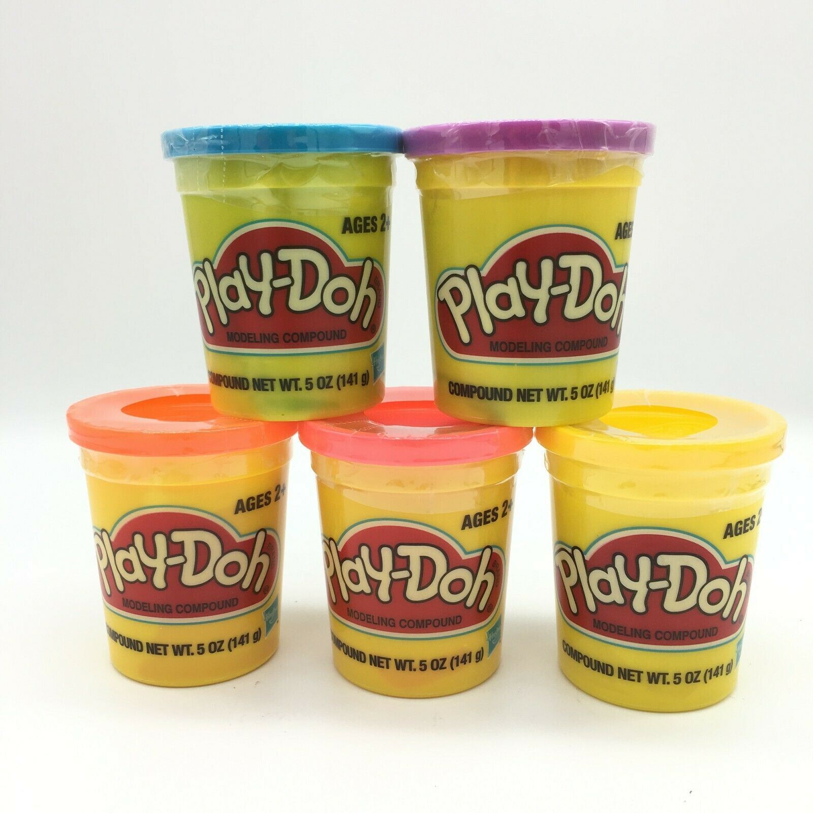 Play-Doh Color Modeling Clay 0.5 oz Yellow Orange Red Blue Purple Lot of 5 NEW
