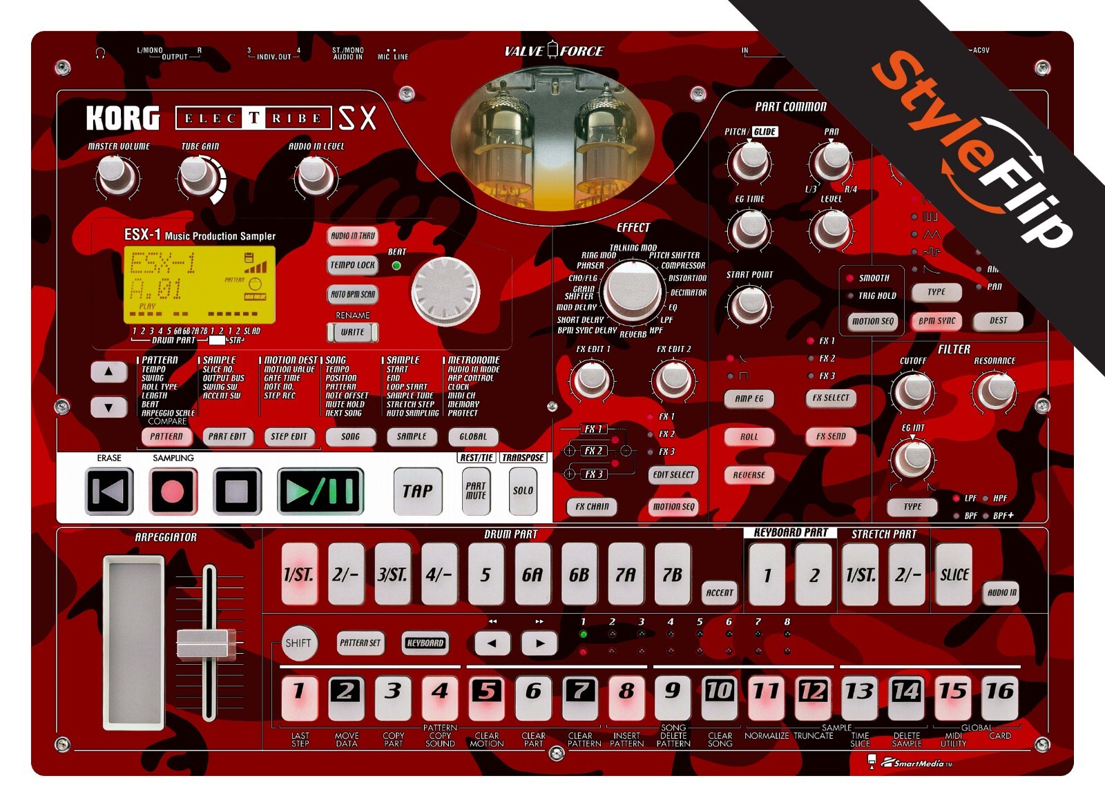 Korg Electribe SX ESX-1 Skin | Camo Red | Protective Decal | StyleFlip Skins