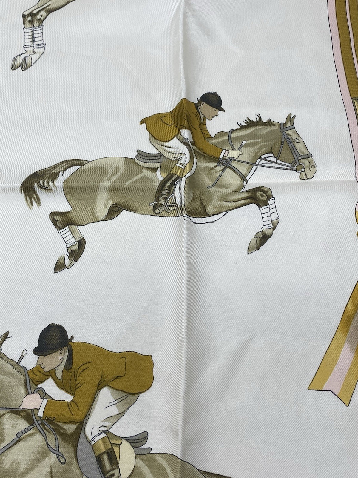 Hermes Silk Scarf Jumping Carre 90 Philippe Ledoux Pink