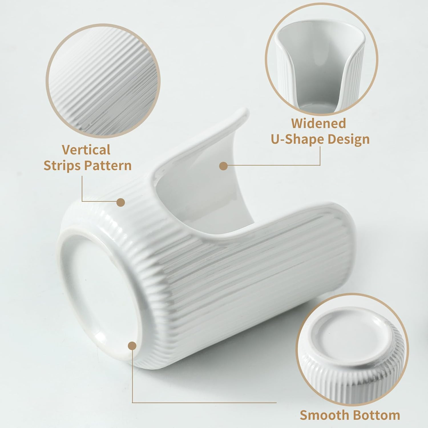 Ceramic Bathroom Cup Dispenser with Stylish Vertical Stripes - Disposable Mouthw