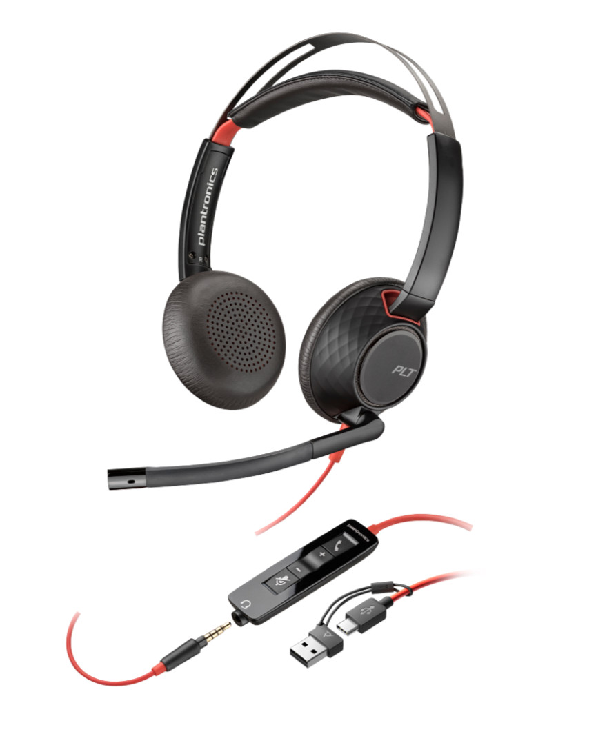 HP Poly Blackwire 5220 Stereo Headset USB-C + A  + 3.5mm for tablet phone Teams