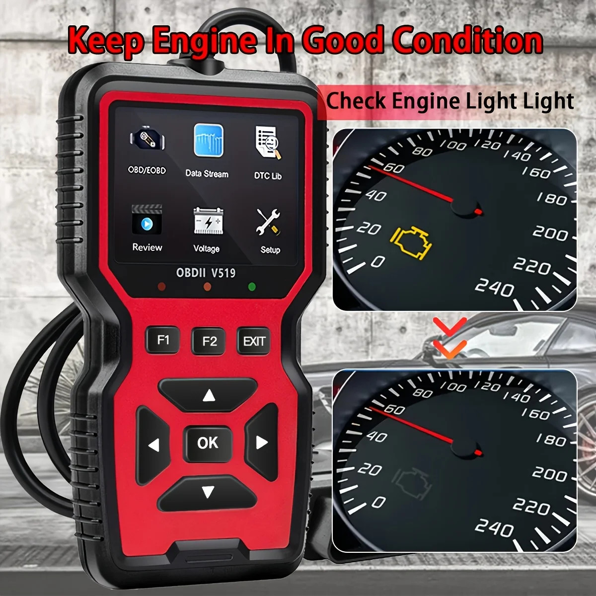 Professional OBD2 V519 Scanner - 2026 Upgraded OBDII + CAN Code Reader US