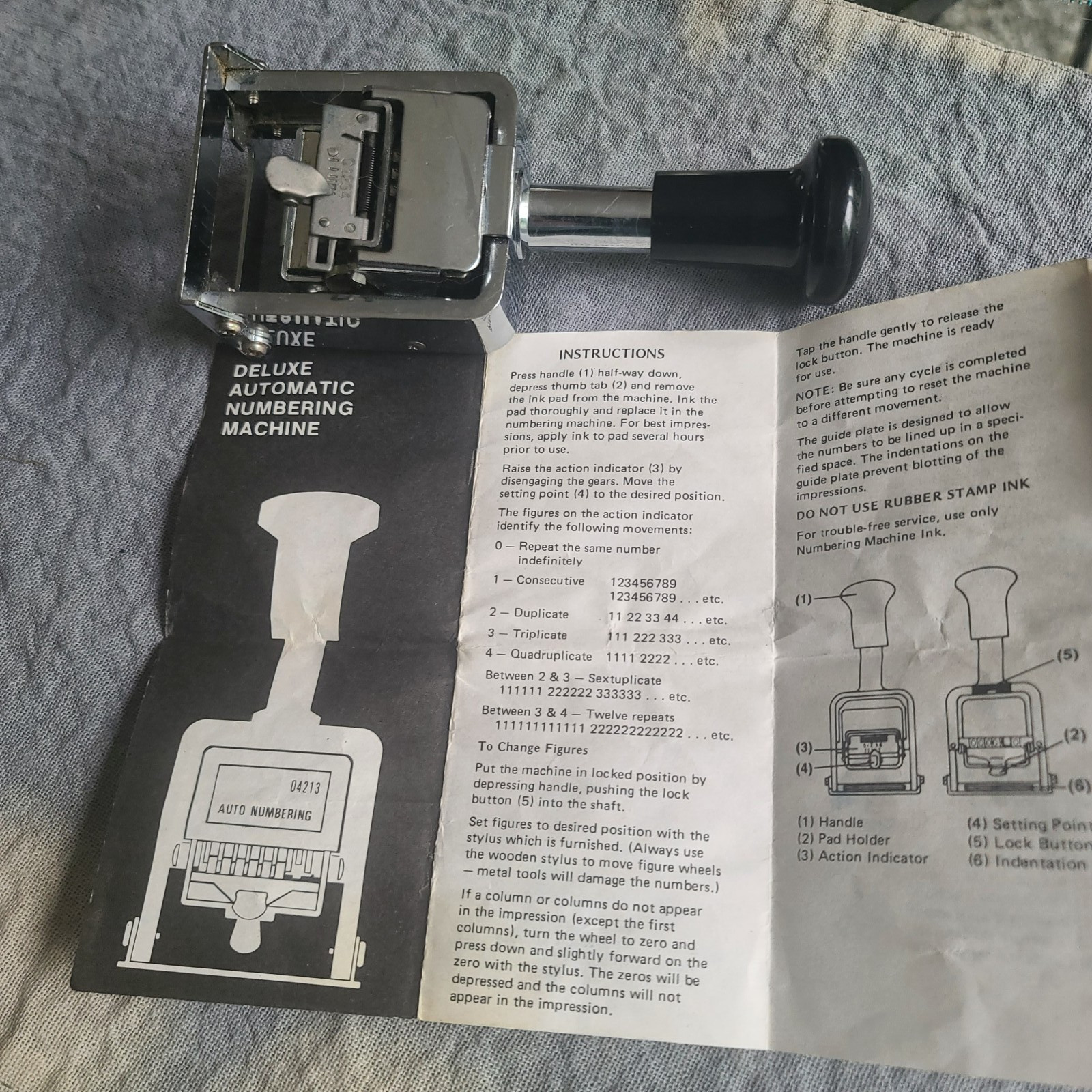 DELUXE Auto Numbering Machine 04213 With Instructions Vintage