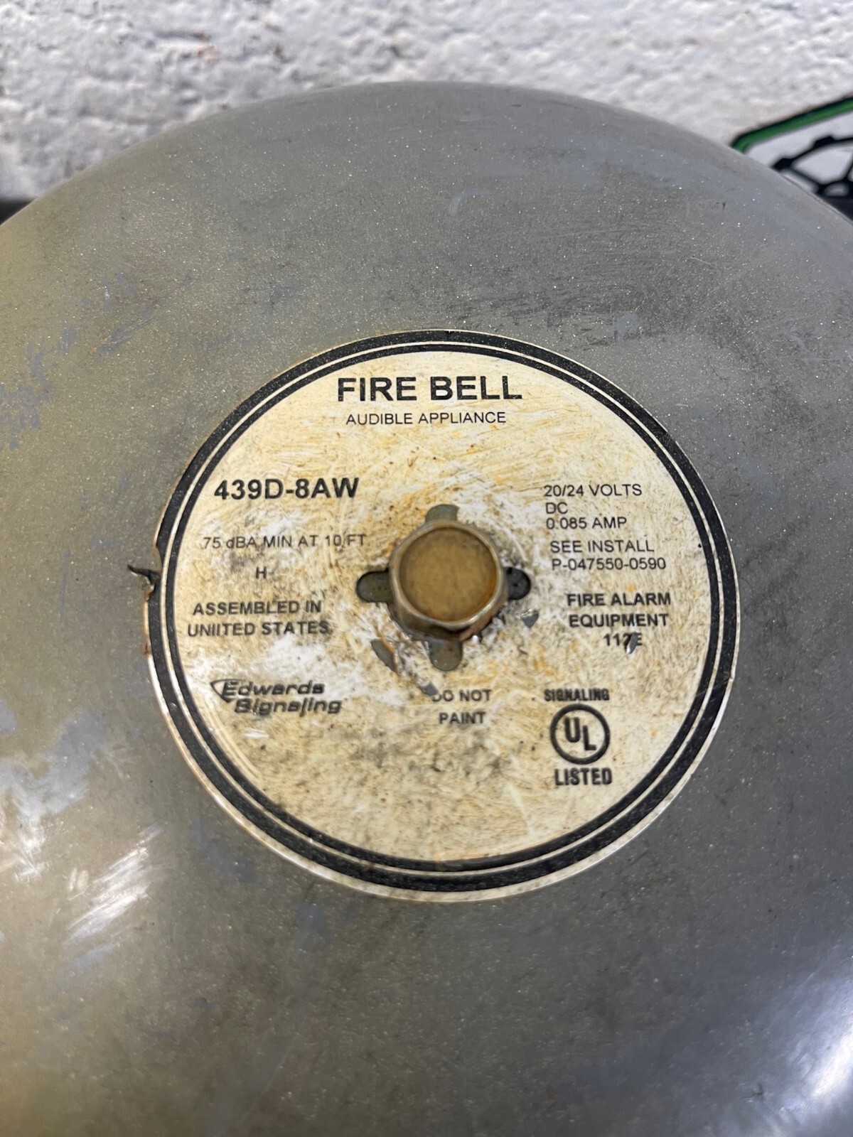 Edwards Signaling 439D-8AW Fire Bell 20-24 VDC