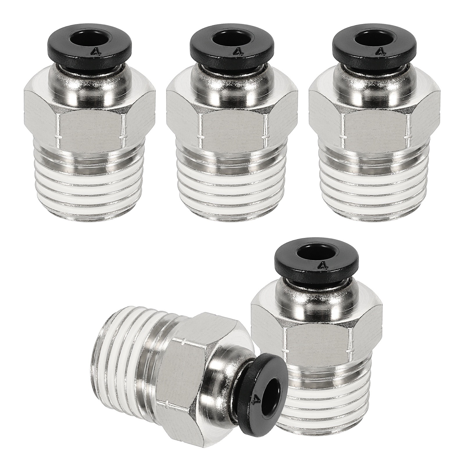 5 Pcs NPT Male 4mm Tube OD x 1/4" NPT Thread Push to Connect Fittings, Black