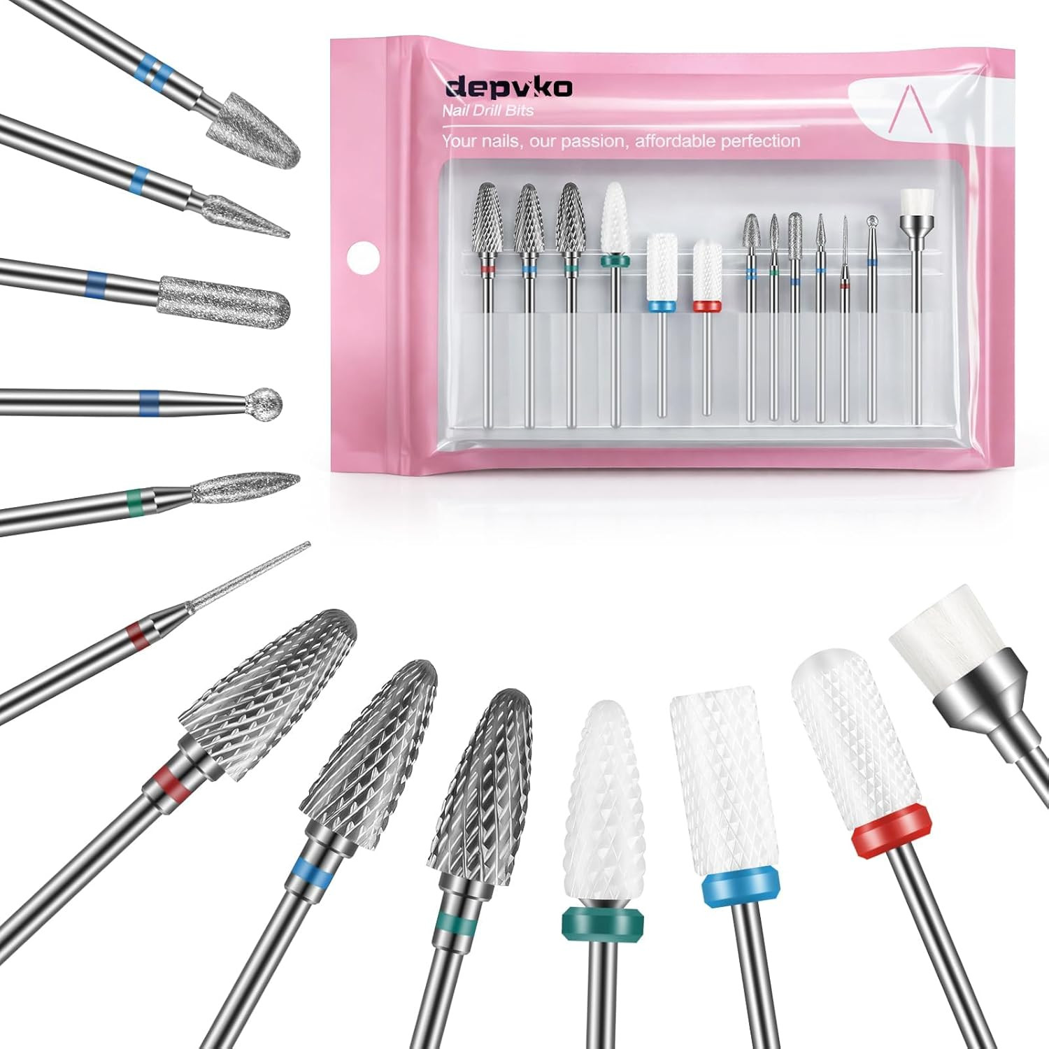 13PC Nail Drill Bits Set, Drill Bits for Nails, 3Pcs Tungsten Carbide Drill Bits