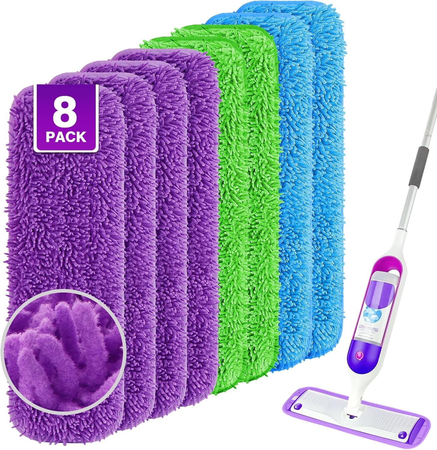 Reble Mop Pads for Swiffer PowerMop, Microfiber Mop Pad Refill with