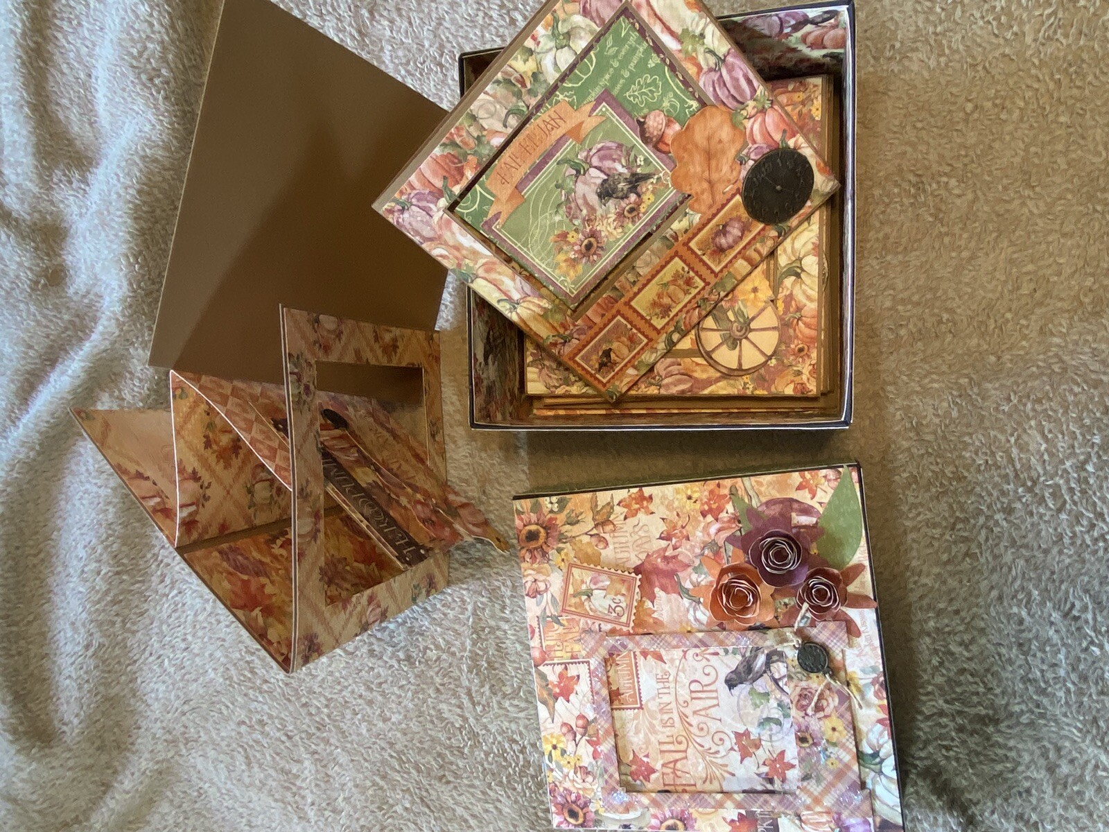 Handmade Hand Crafted 3D FALL Cards & Box Free Shipping!