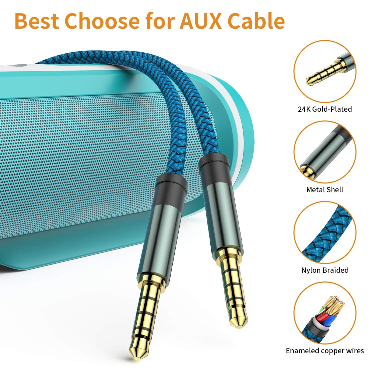 MCSPER 2 Pack TRRS 3.5mm Audio Cable, 5Ft 4-Conductor (4 Pole) with...