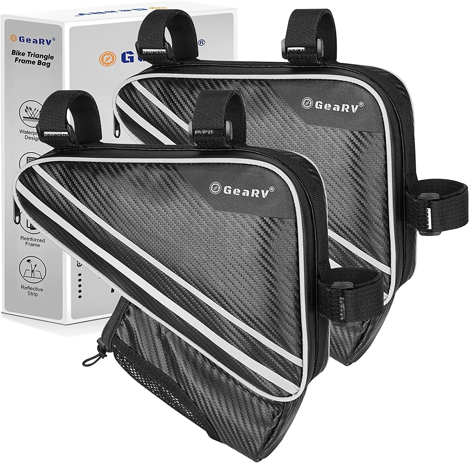 2 PACK Bike Accessories Triangle Bag, Bike Bags with Bike Water Bottle Holder