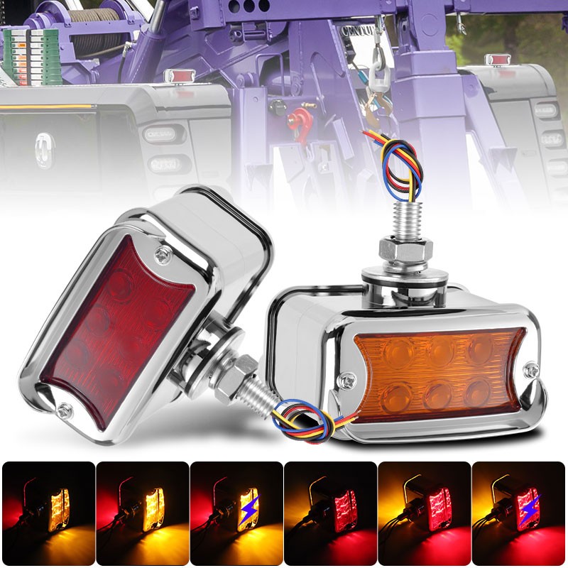 LED Amber/Red Dual Face Truck Fender Pedestal Side Marker Light Turn Signal Lamp