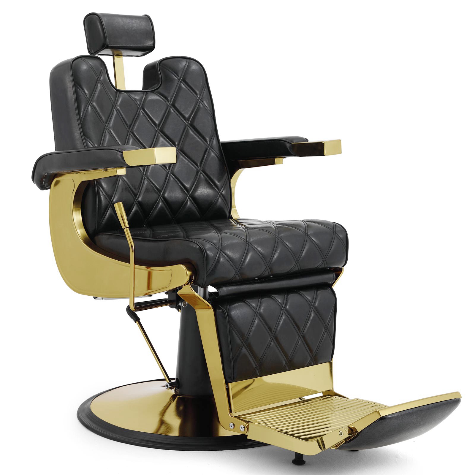 Artist Hand Vintage All Purpose Barber Chair Hydraulic Recline Salon(Black+Gold)