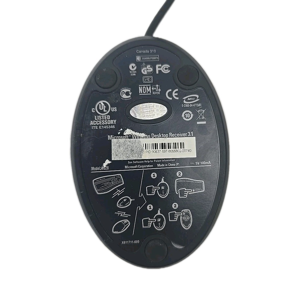 Microsoft (1028) Wireless Black Optical Desktop Receiver 3.1