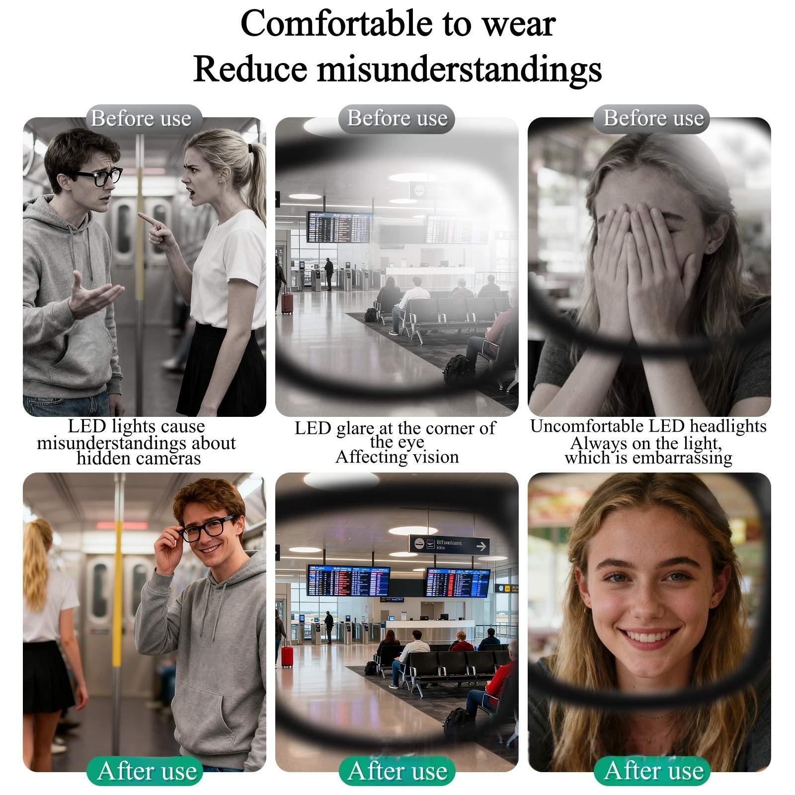 2Pcs Smart Glasses Light Blocking Covers -Anti-Glare & UV Protection, Compatible