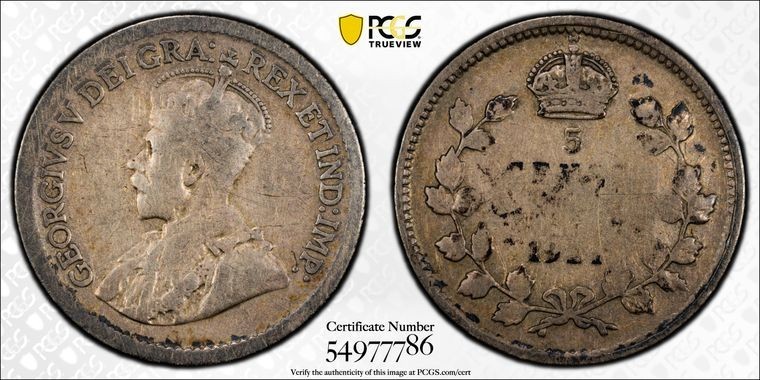 1921 Canada 5 Cents PCGS Cleaned-VG Detail Lot#G3949 Silver! Key Date!