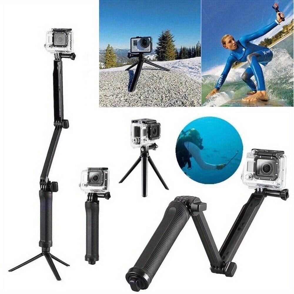 3 in 1 Adjustable Selfie Stick Tripod For Go Pro Hero 10 9 8 7 6 DUTY FREE