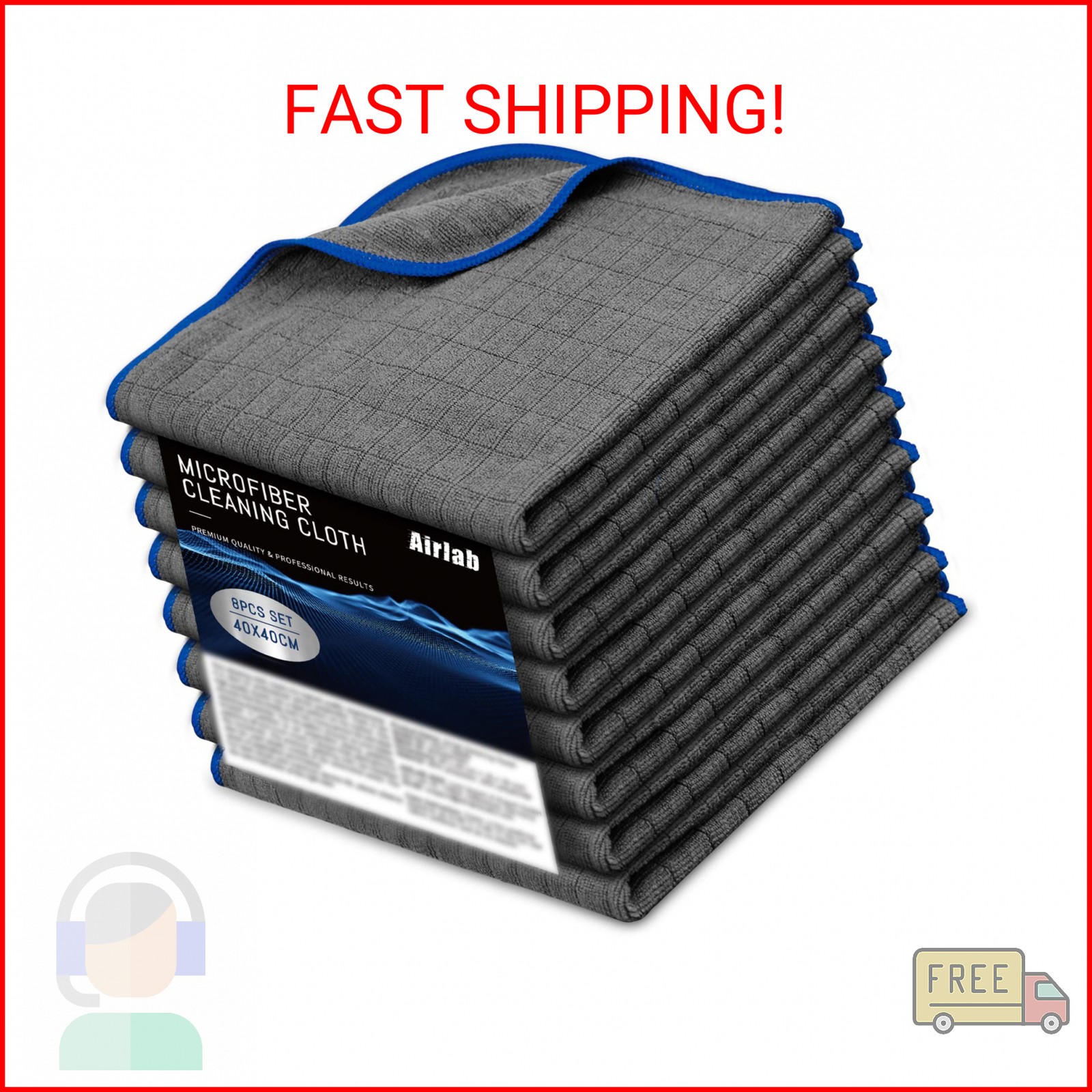 Airlab Microfiber Towels for Cars Wash Drying Auto Detailing, Highly Absorbent,
