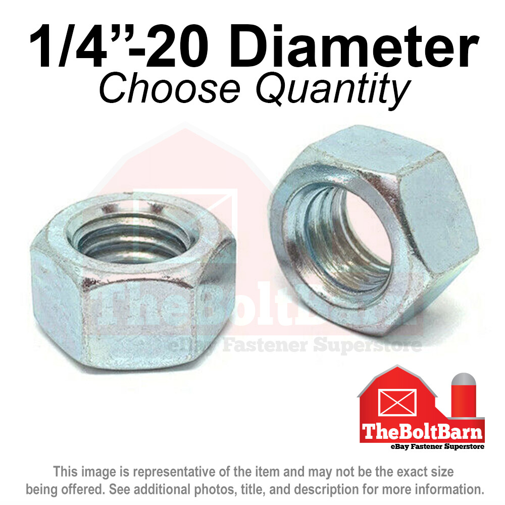 1/4"-20 Grade 2 Finished Hex Nuts Coarse Thread (Pick Quantity & Finish)