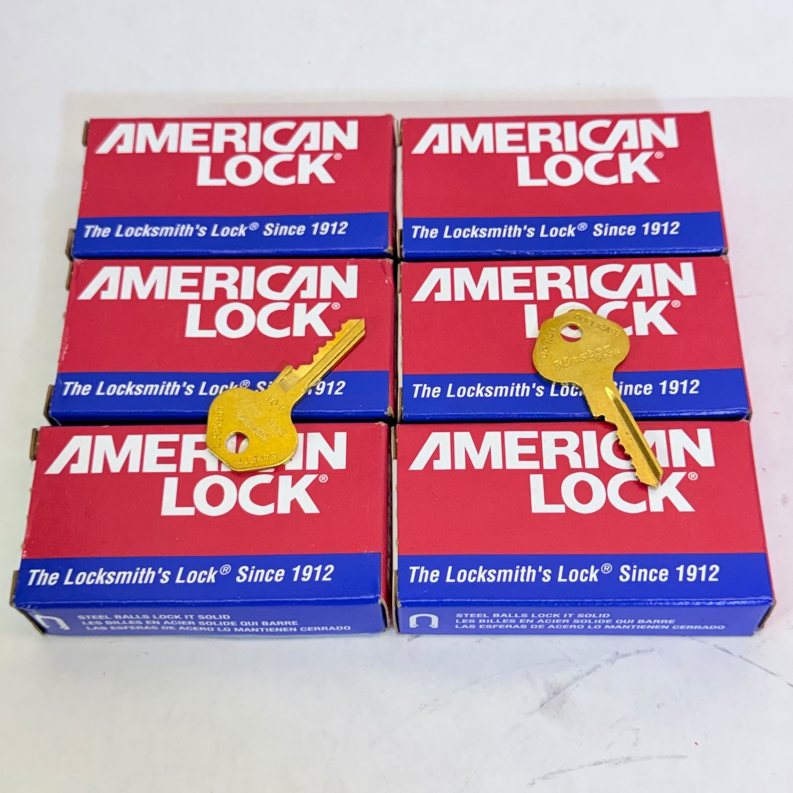 (QTY 6) AMERICAN LOCK 1572 Sulfur Safety Green Pad Lock 38F037, W/(2 MASTER KEY)