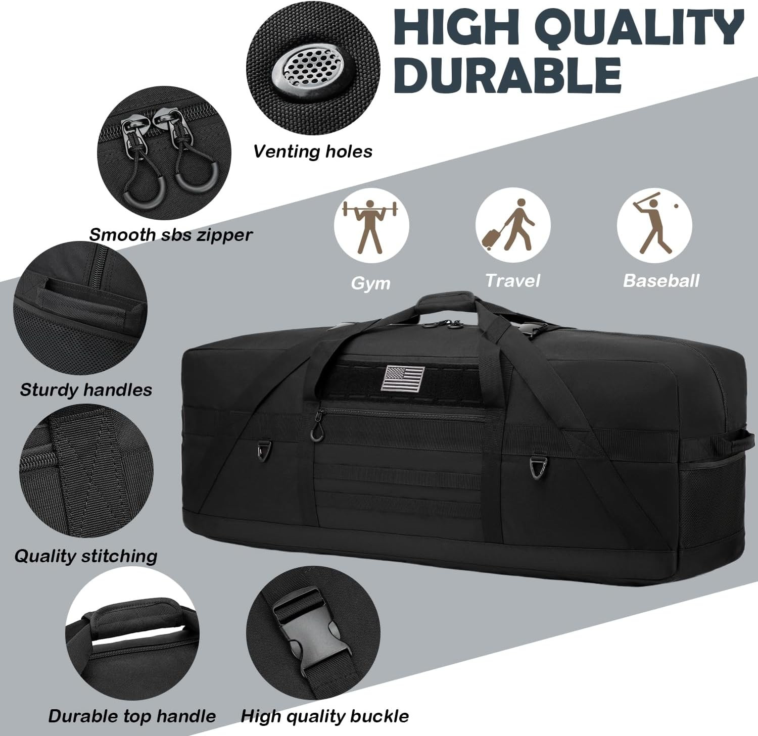 45" Extra Large Duffle Bag, Heavy Duty Duffle Bag with Multiple Pockets | Per...