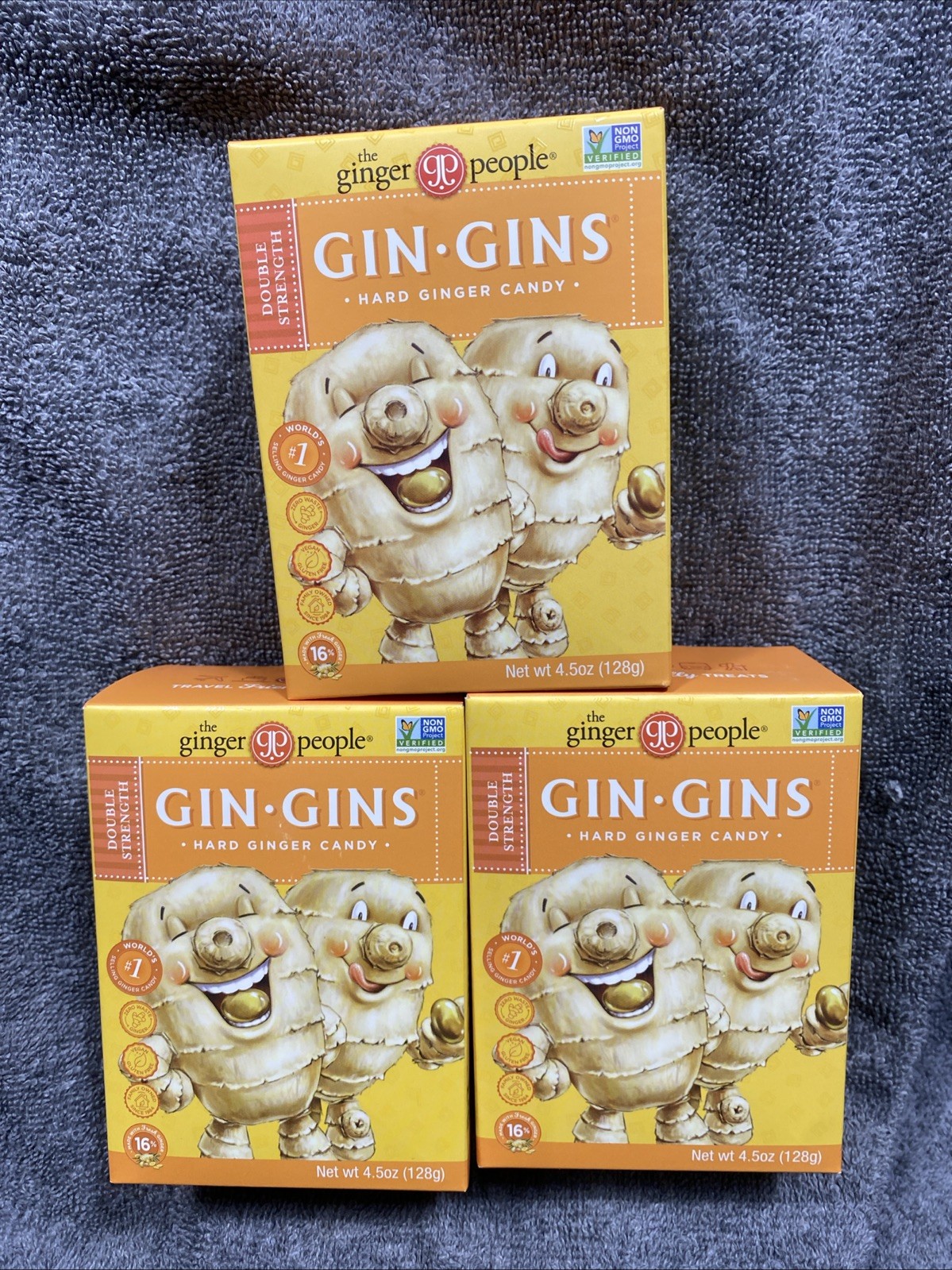 The Ginger People Hard Candy In Box Double Strength 4.5 Ounces each box Lot of 3