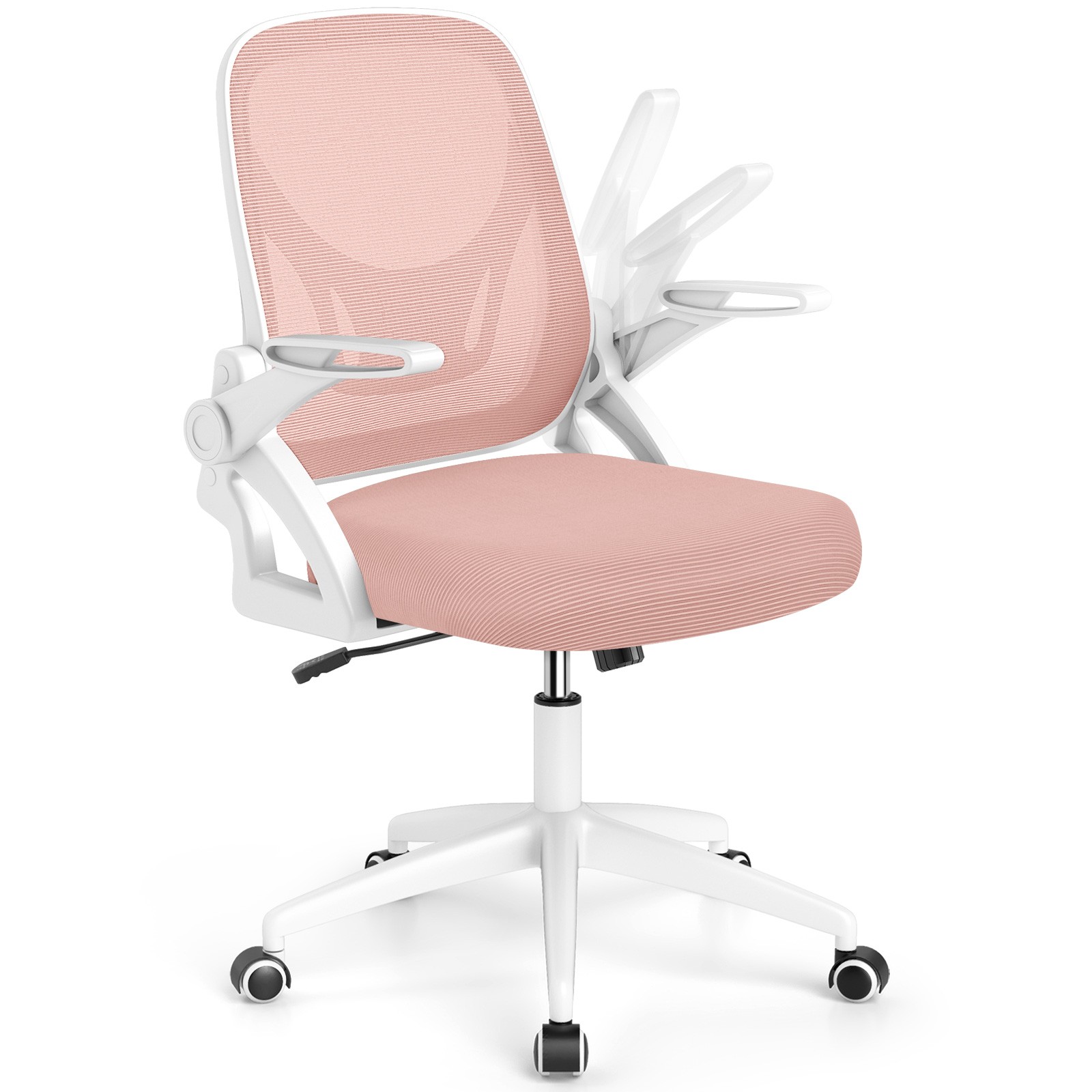 Mesh Office Chair with Lumbar Support & Flip-up Arms Rolling Casters for Work