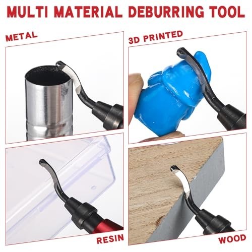 3-Piece Hand Deburring Tool Set with Countersink Reamer & 15 HSS Blades for Meta