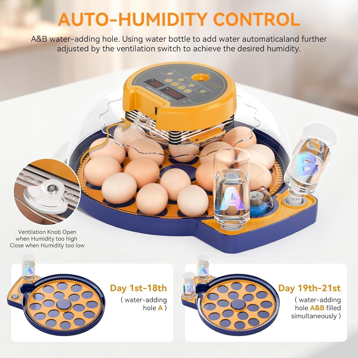 18 Egg Incubator for Hatching Eggs, Chicken Incubator with Automatic Turner,