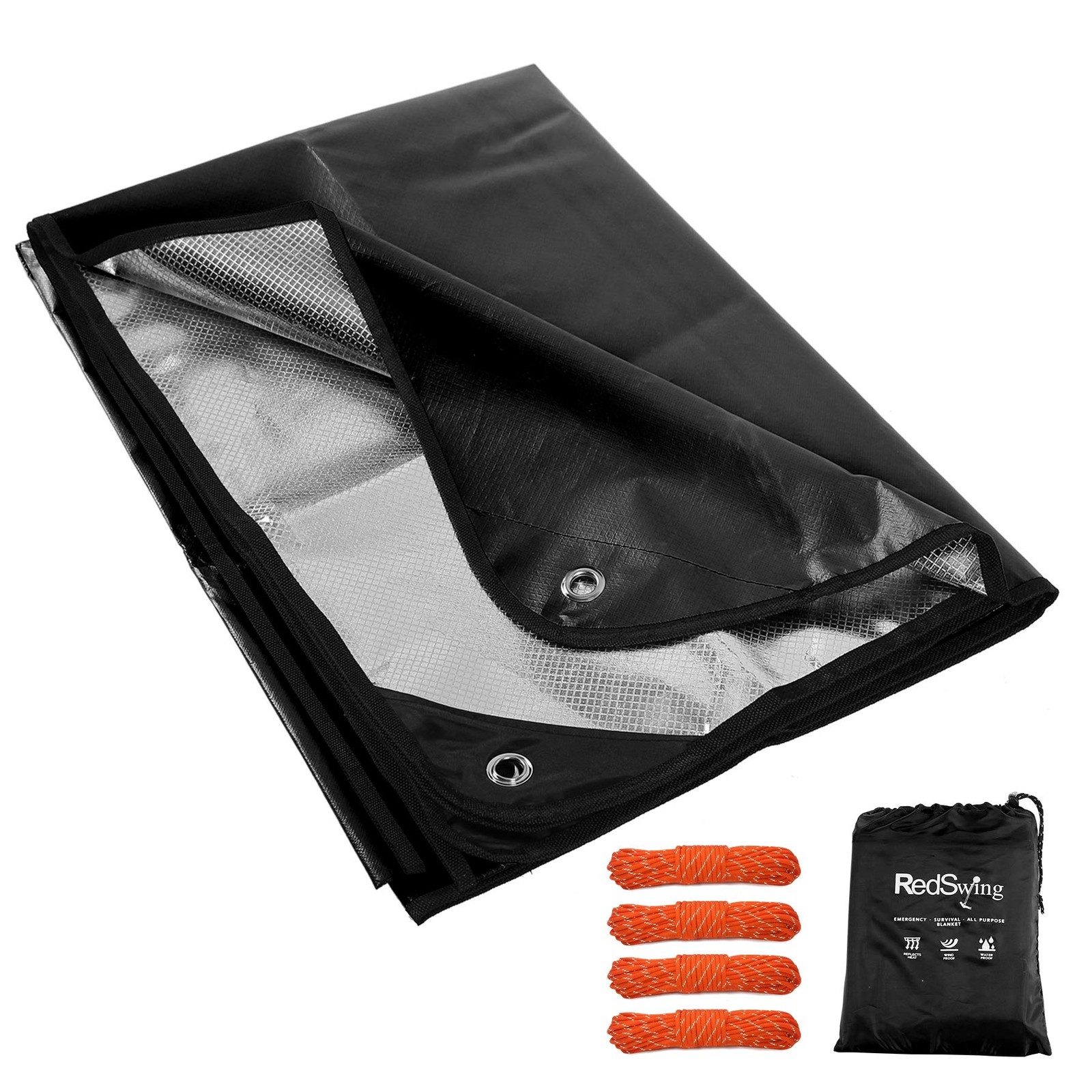 Heavy Duty Reflective Survival Space Blanket, Multipurpose Emergency Thermal ...