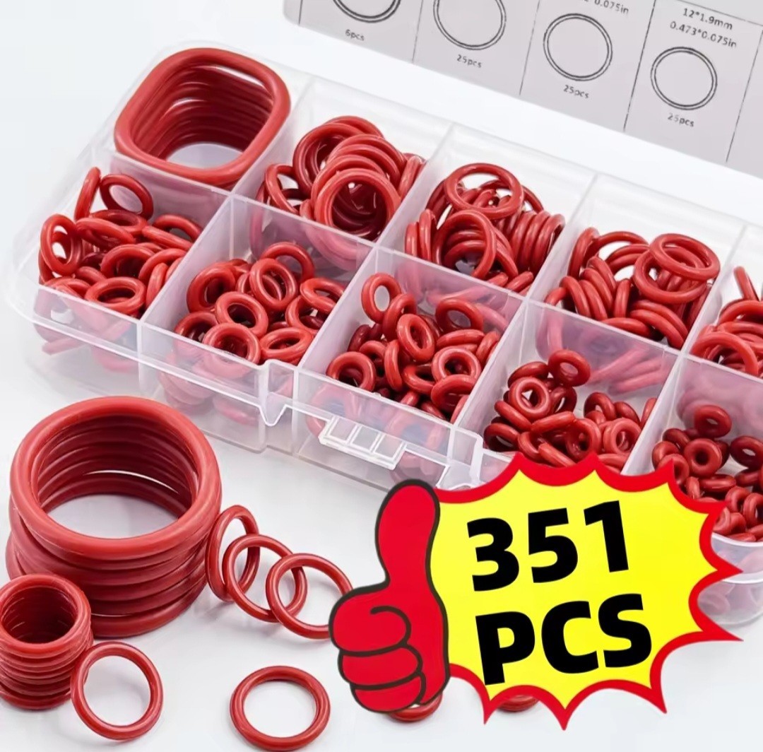 351PCS O-Ring Kit Silicone Rubber Seal Gasket Assorted 10 Sizes Repair