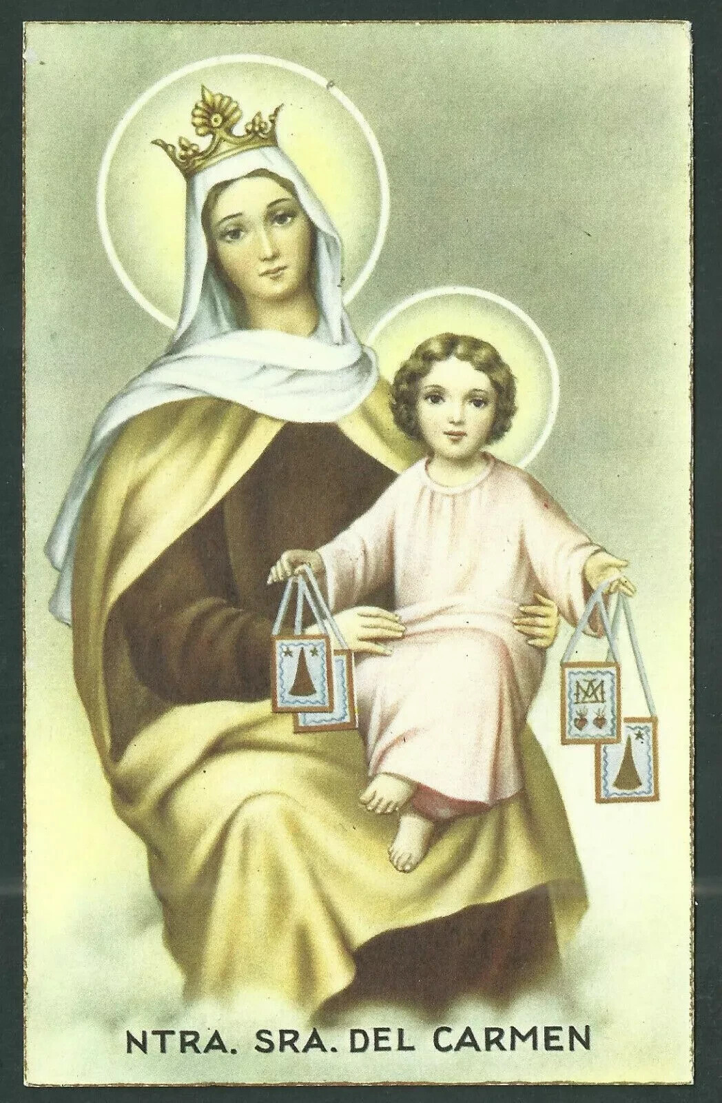Holy card antique postale de la Virgin del Carmen santino image pieuse estampa