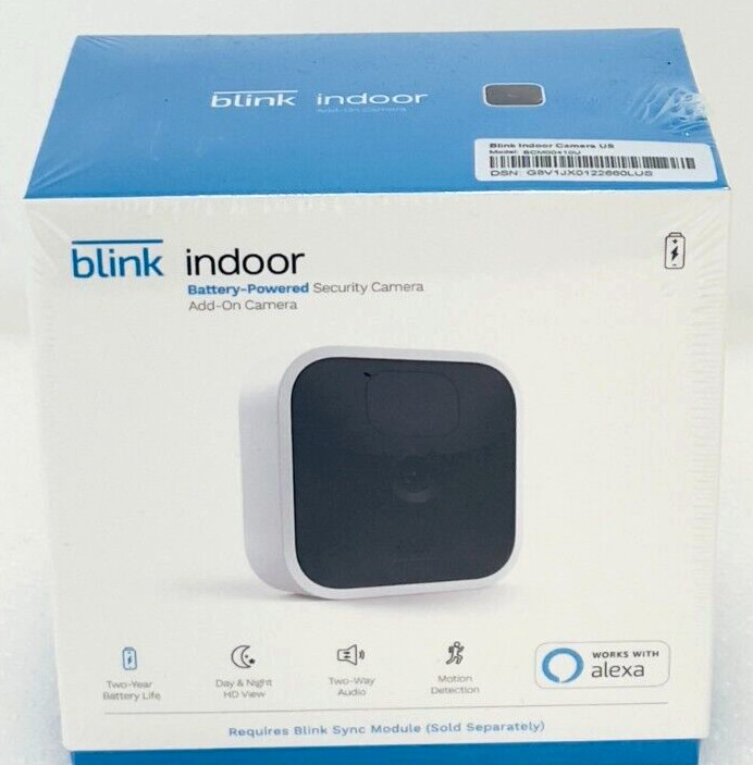 Blink Indoor Add-on Security Camera (Sync Module Required) BCM00410U, NEW/SEALED