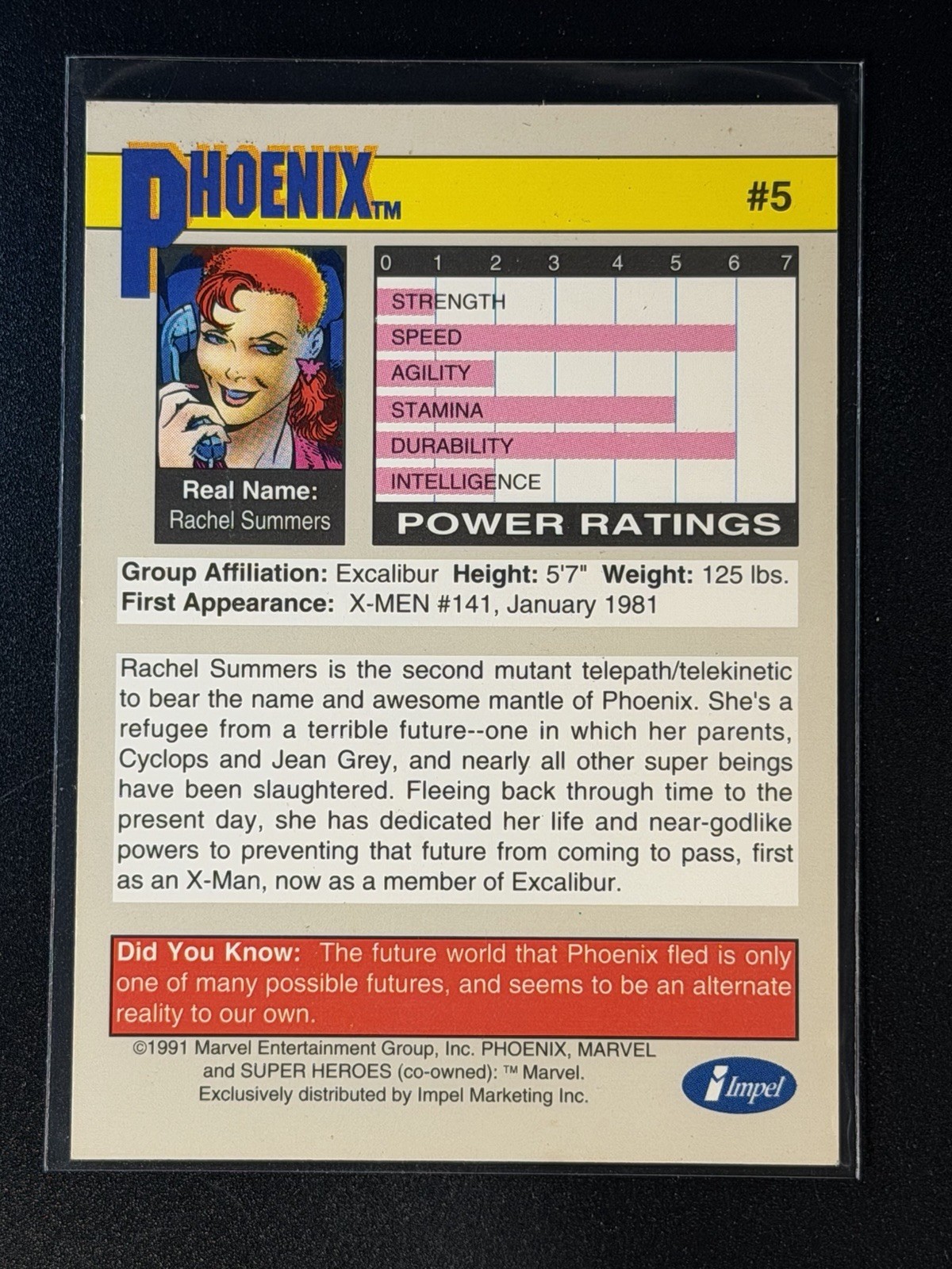 PHOENIX(Super Heroes)1991 Marvel Impel Trading Card- #5