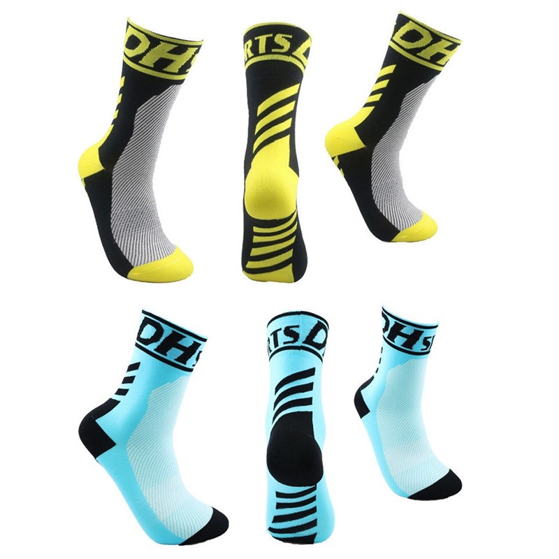 2 Pairs Cycling Socks Pro Road Bicycle Riding Bike Sports Ankle Socks Black Blue