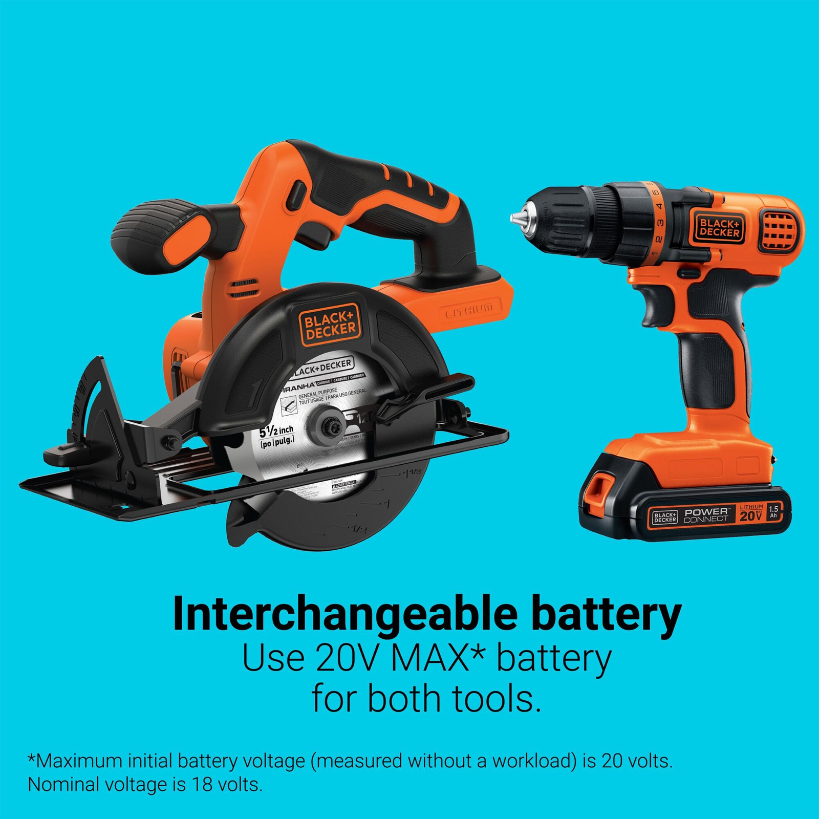 20V Max* Lithium Ion Drill/Driver + Circular Saw Combo Kit - BD2KITCDDCS