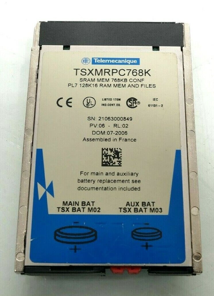 Telemecanique Memory Card SRAM MEM 768KB | PV:06 RL:02 | TSXMRPC768K