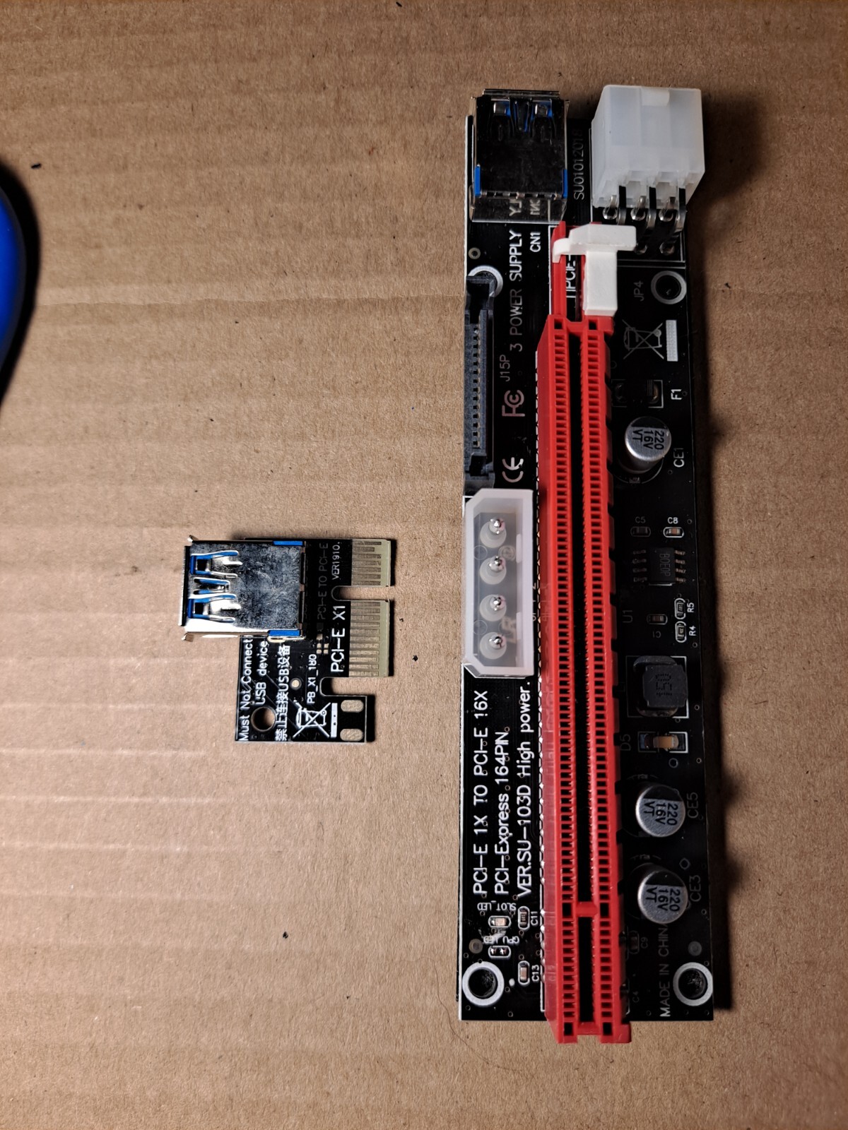 PCI-E 1x to 16x Powered USB3.0 GPU Riser Extender Adapter Card Board Cable