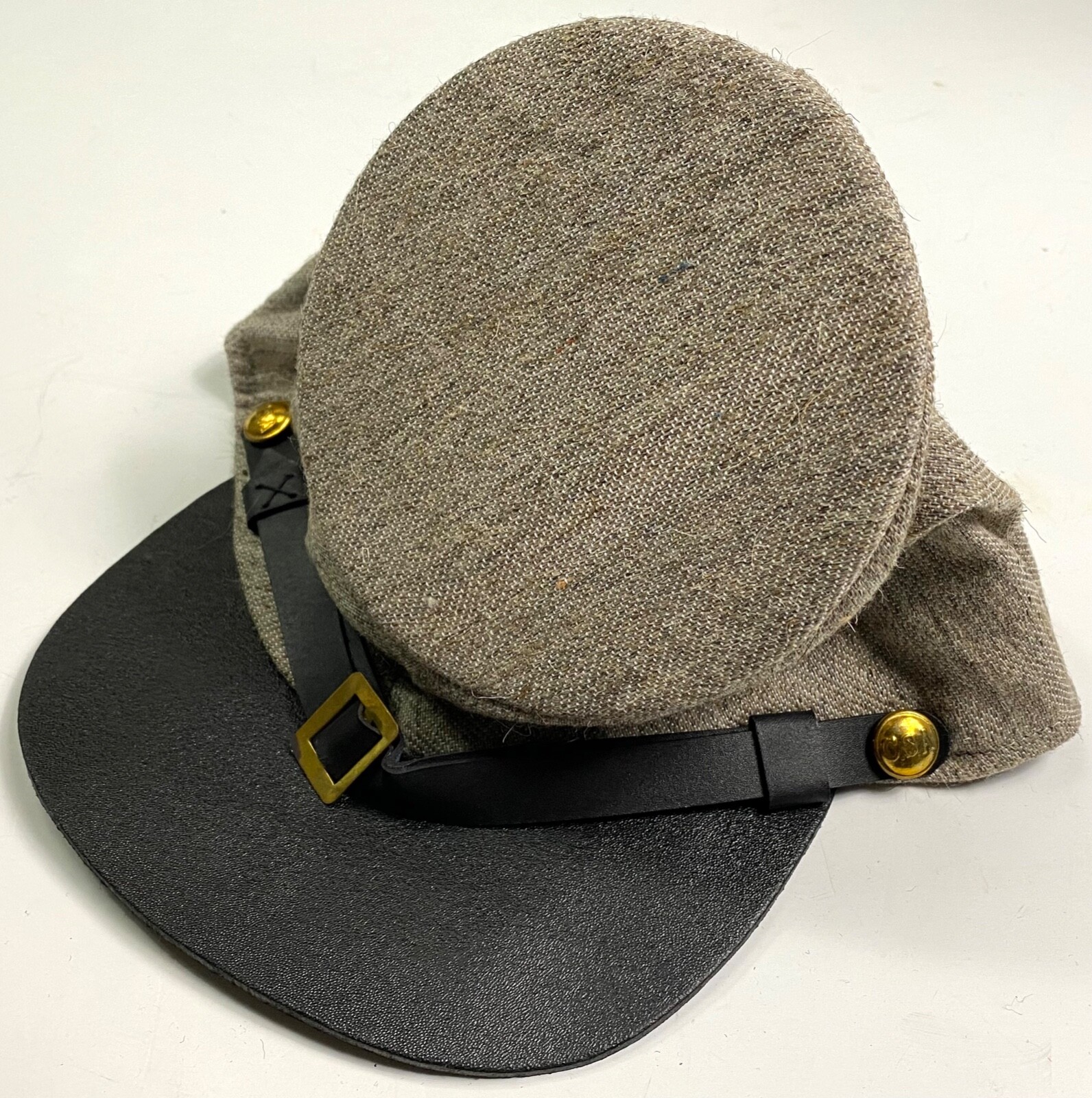 CIVIL WAR CS CSA CONFEDERATE  JEAN WOOL BUMMER KEPI FORAGE CAP HAT-MEDIUM