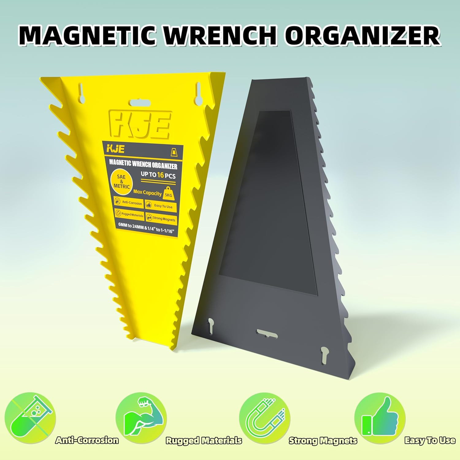 2Pack Magnetic Wrench Organizer, 32-Slot Wrench Rack Tool Trays, Magnetic Wre...