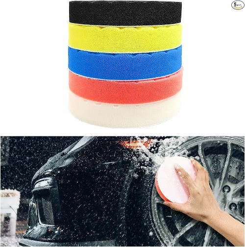 5 PCS Buffing Polishing Pads, 5 Inch Backing Plate Compound Buffi Size: 5 Inch