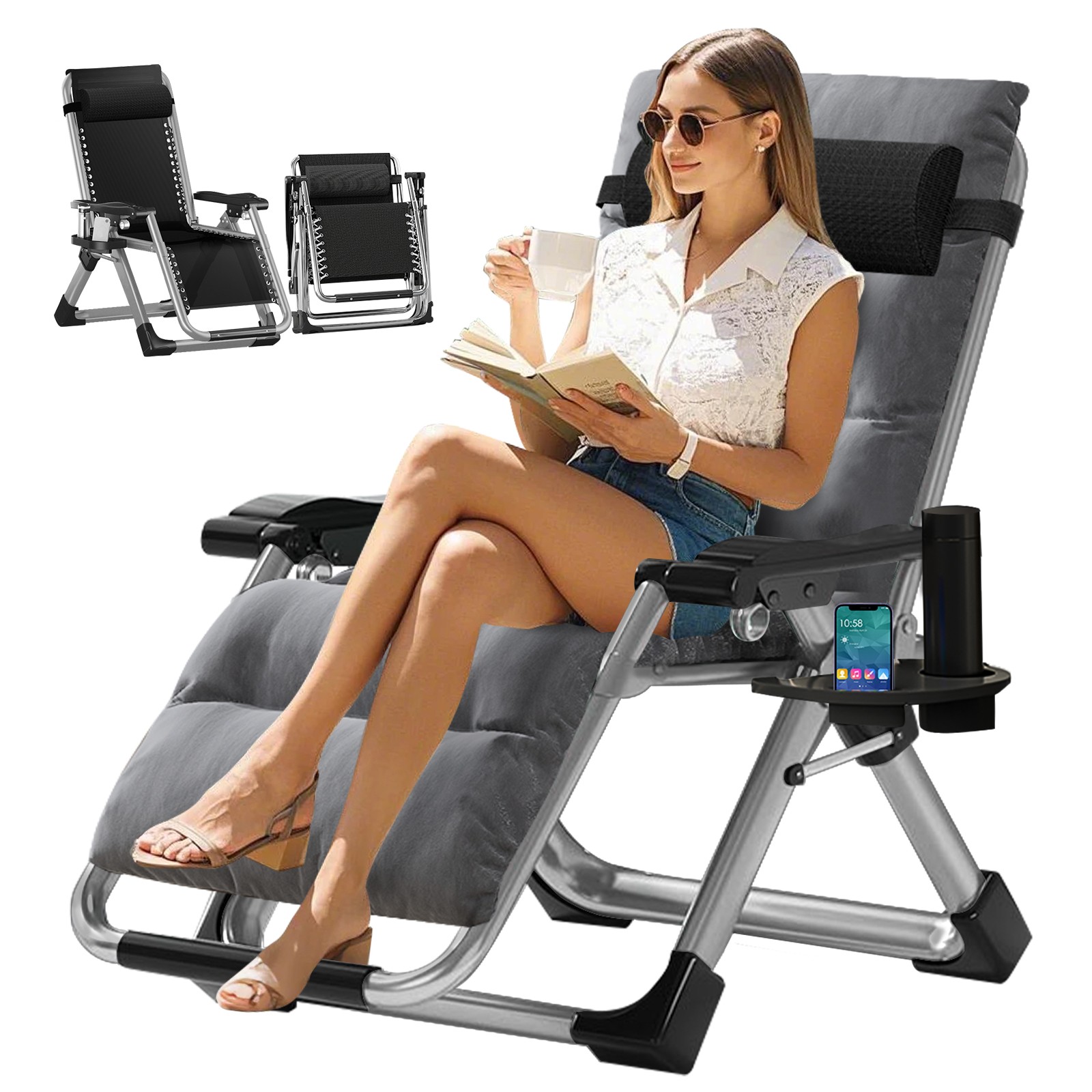 Zero Gravity Lounge Chair Reclining Patio Chairs Chaise Recliner Folding Chaise