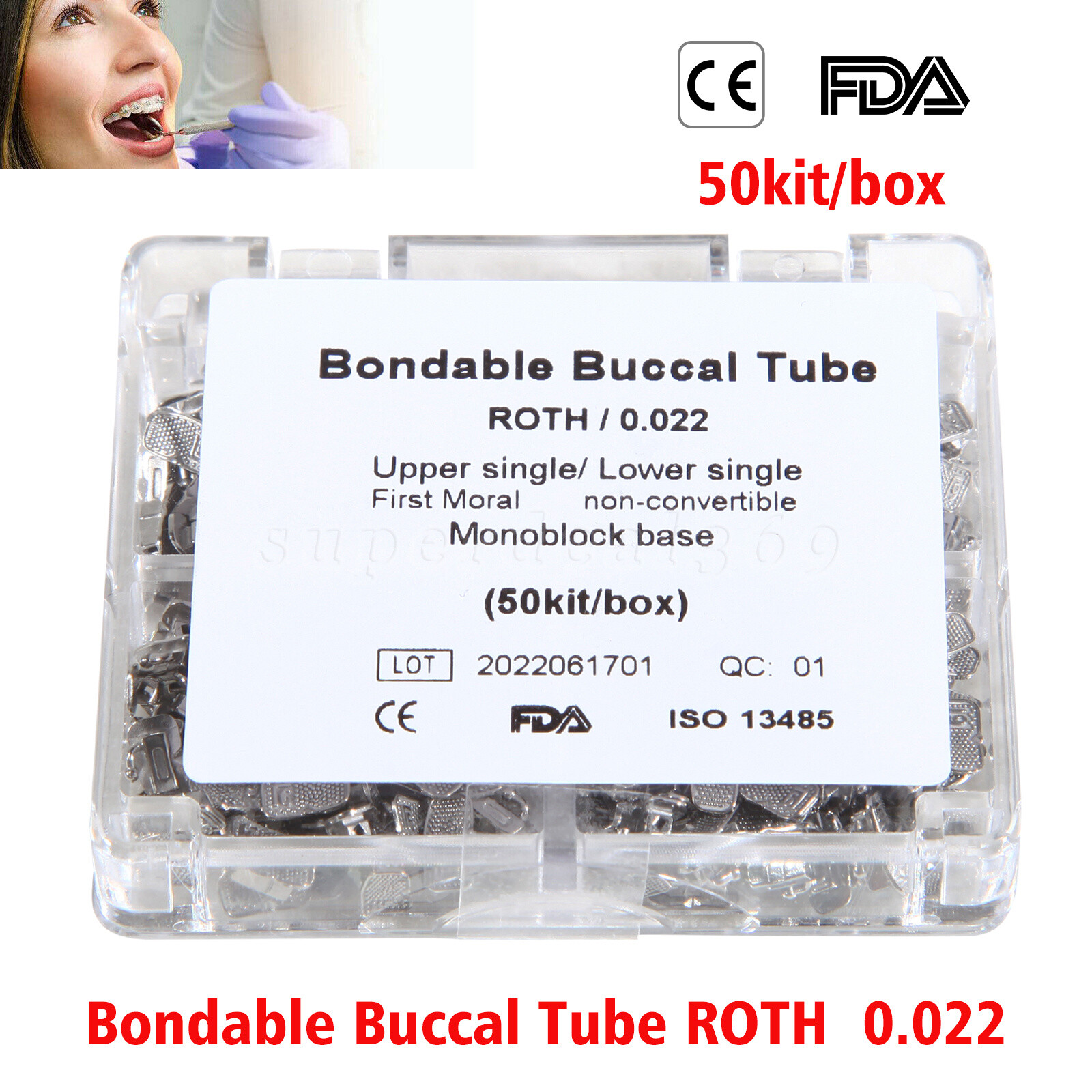 50 Sets Dental Orthodontic Buccal Tube Roth 022 1st Molar Bondable Non-Con ns
