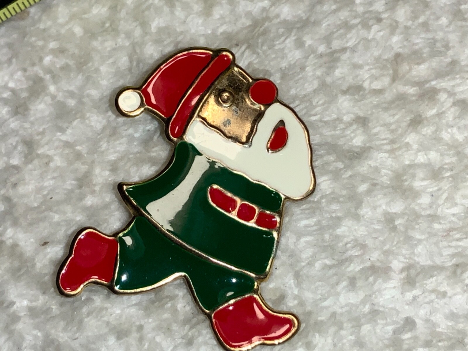 Walking Santa pin-  red, green, white