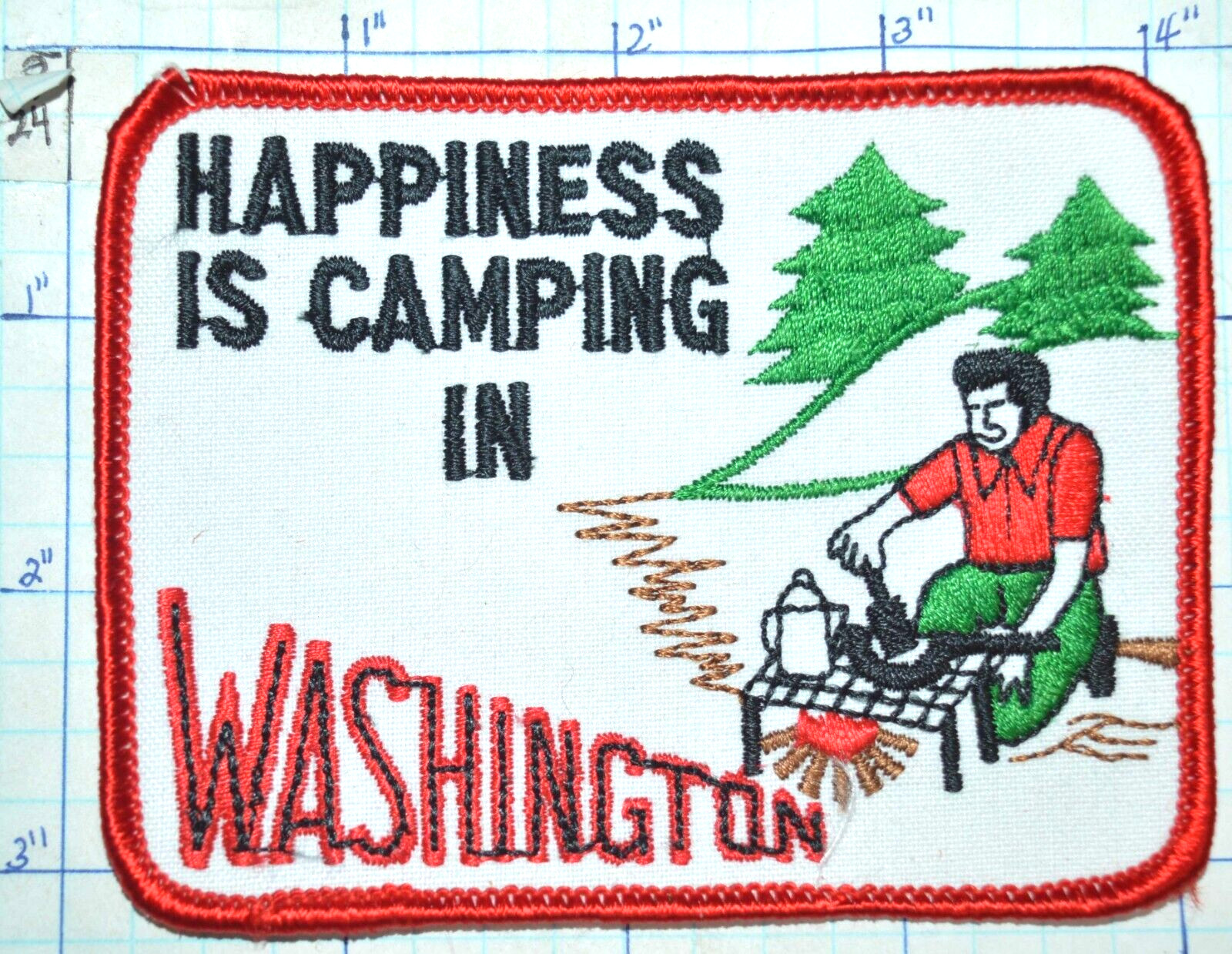 HAPPINESS IS CAMPING IN WASHINGTON STATE SOUVENIR PATCH