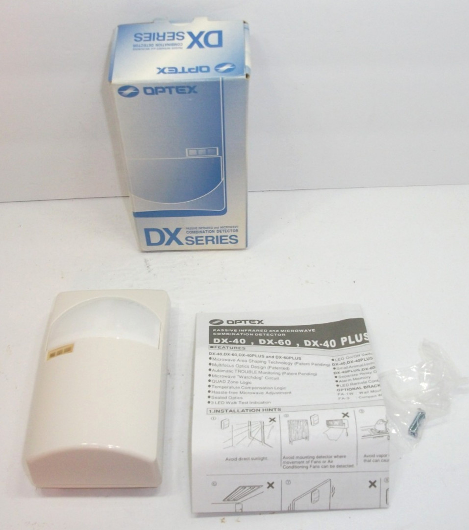 OPTEX DX-40 PASSIVE INFRARED & MICROWAVE COMBINATION DETECTOR WIDE 40 FT NEW